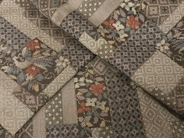 平和屋着物●上質な紬 色紙花鳥文 正絹 逸品 AAAY9889np