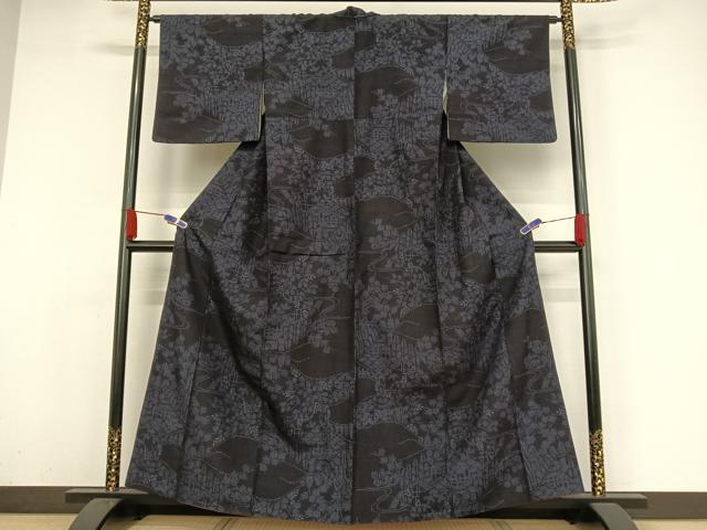 平和屋着物●結城紬 80亀甲 流水文 正絹 逸品 AAAY9893np