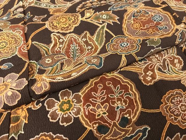 平和屋着物●上質な小紋 更紗花文 正絹 逸品 AAAY9897np