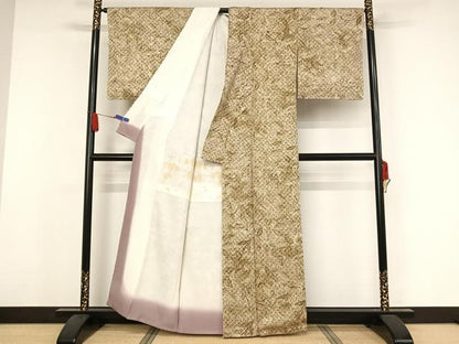 平和屋着物●上質な小紋 更紗花文 正絹 逸品 未使用 AAAY9899np