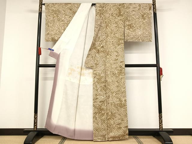 平和屋着物●上質な小紋 更紗花文 正絹 逸品 未使用 AAAY9899np