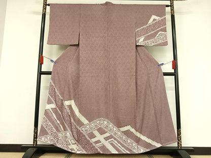 平和屋着物●訪問着　総絞り　幾何学花文　正絹　逸品　AAAY9900np