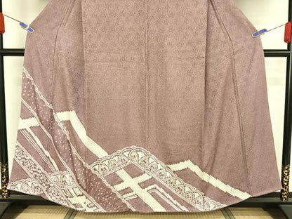 平和屋着物●訪問着　総絞り　幾何学花文　正絹　逸品　AAAY9900np