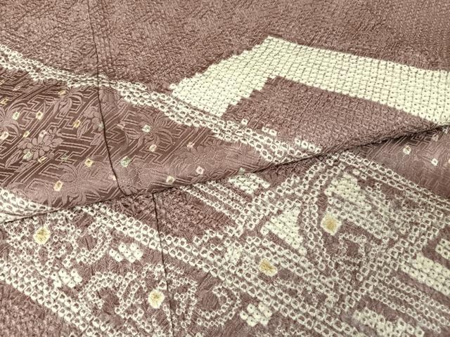 平和屋着物●訪問着　総絞り　幾何学花文　正絹　逸品　AAAY9900np