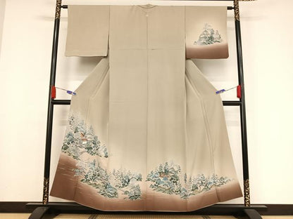 平和屋着物●訪問着 友禅 風景文 暈し染め 金彩 正絹 逸品 AAAY9904np