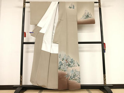 平和屋着物●訪問着 友禅 風景文 暈し染め 金彩 正絹 逸品 AAAY9904np