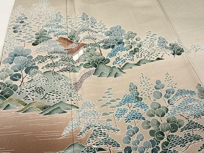 平和屋着物●訪問着 友禅 風景文 暈し染め 金彩 正絹 逸品 AAAY9904np