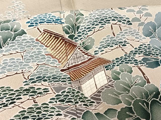 平和屋着物●訪問着 友禅 風景文 暈し染め 金彩 正絹 逸品 AAAY9904np