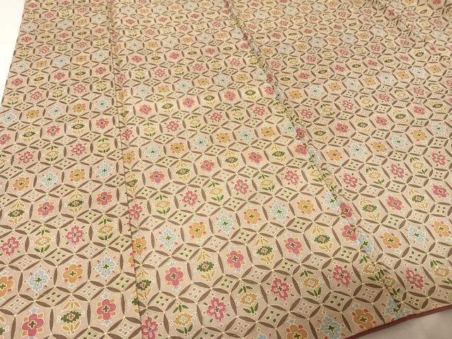 平和屋着物●上質な小紋 紬地 花七宝 正絹 逸品 AAAY9910np