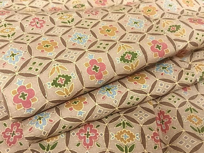 平和屋着物●上質な小紋 紬地 花七宝 正絹 逸品 AAAY9910np