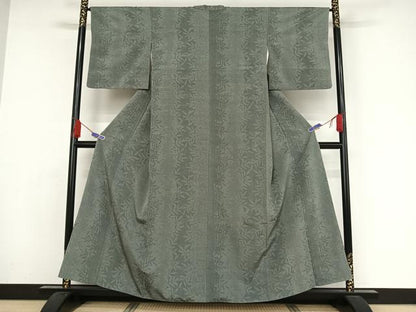 平和屋着物●お召 枝葉文 正絹 逸品 AAAY9914np