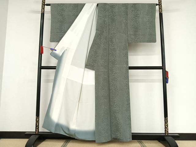 平和屋着物●お召 枝葉文 正絹 逸品 AAAY9914np
