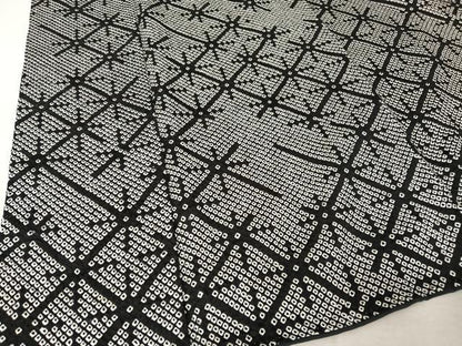 平和屋着物●上質な小紋 総絞り 菱文 黒地 正絹 逸品 AAAY9917np