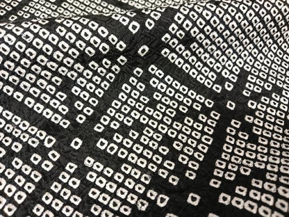 平和屋着物●上質な小紋 総絞り 菱文 黒地 正絹 逸品 AAAY9917np