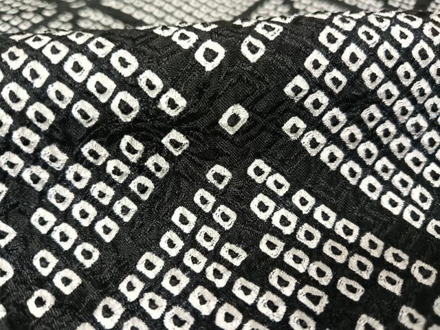 平和屋着物●上質な小紋 総絞り 菱文 黒地 正絹 逸品 AAAY9917np
