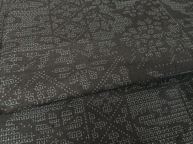 平和屋着物●結城紬　80亀甲　幾何学花文　正絹　逸品　未使用　AAAY9926np