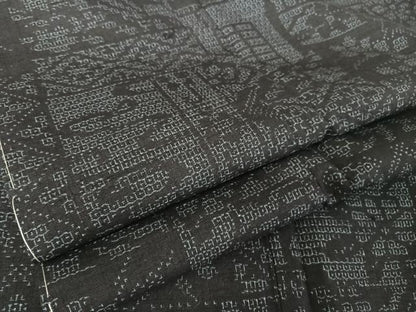 平和屋着物●結城紬　80亀甲　幾何学花文　正絹　逸品　未使用　AAAY9926np