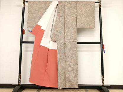 平和屋着物●本場大島紬 一元7マルキ 草花文 正絹 逸品 AAAY9933np