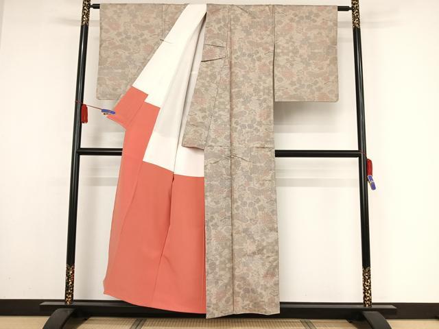 平和屋着物●本場大島紬 一元7マルキ 草花文 正絹 逸品 AAAY9933np