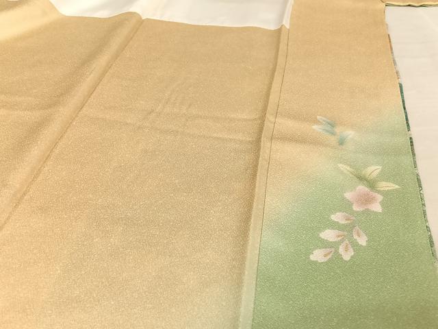平和屋着物●訪問着　絞り　霞草花文　暈し染め　金彩　正絹　逸品　AAAY9935np