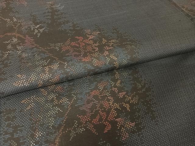 平和屋着物●本場大島紬 カタス7マルキ 枝葉文 正絹 逸品 AAAY9939np
