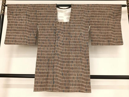 平和屋着物∞道行コート 紬地 竜巻絞り ロング丈 正絹 逸品 AAAY9944np