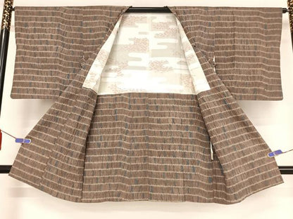 平和屋着物∞道行コート 紬地 竜巻絞り ロング丈 正絹 逸品 AAAY9944np