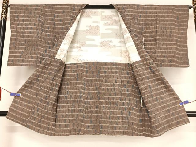 平和屋着物∞道行コート 紬地 竜巻絞り ロング丈 正絹 逸品 AAAY9944np