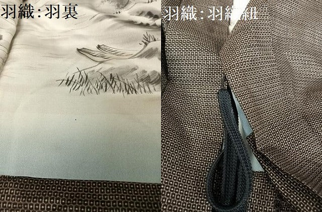 平和屋着物●男性 本場大島紬 アンサンブル 100亀甲 総詰め 羽織紐付き 正絹 逸品 AAAY9948np