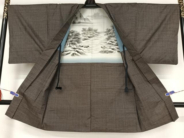 平和屋着物●男性 本場大島紬 アンサンブル 100亀甲 総詰め 羽織紐付き 正絹 逸品 AAAY9948np