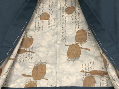 平和屋着物●男性 紬 アンサンブル 色無地 留紺色 正絹 逸品 未使用 AAAY9950np