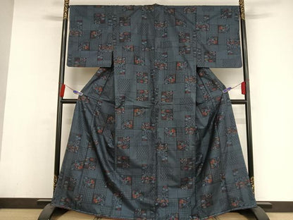 平和屋着物●本場大島紬　一元絣　色紙花文　正絹　逸品　未使用　AAAY9951np
