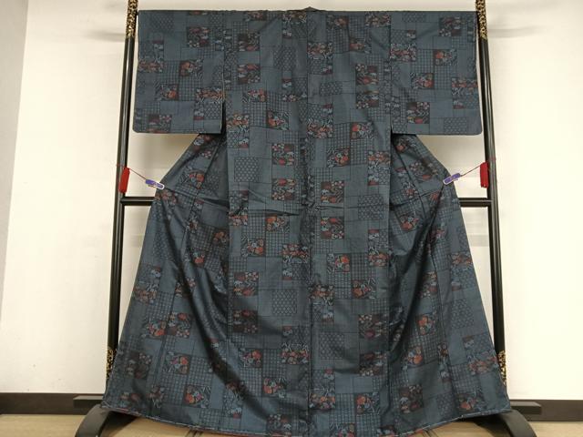 平和屋着物●本場大島紬　一元絣　色紙花文　正絹　逸品　未使用　AAAY9951np