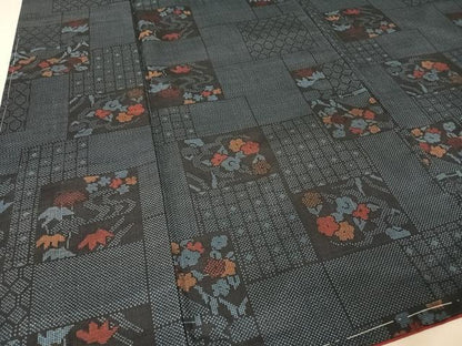 平和屋着物●本場大島紬　一元絣　色紙花文　正絹　逸品　未使用　AAAY9951np