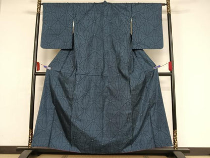 平和屋着物●本場大島紬 一元7マルキ 麻の葉文様 正絹 逸品 AAAY9954np