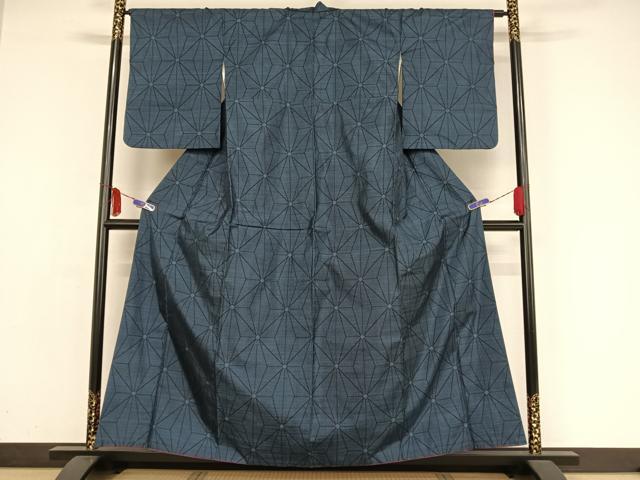 平和屋着物●本場大島紬 一元7マルキ 麻の葉文様 正絹 逸品 AAAY9954np