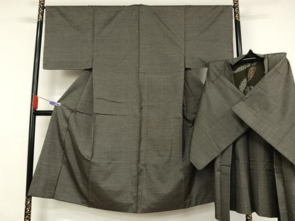 平和屋着物●男性　本場大島紬　アンサンブル　格子　正絹　逸品　AAAY9959np