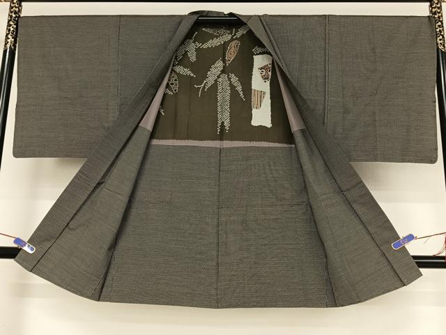 平和屋着物●男性　本場大島紬　アンサンブル　格子　正絹　逸品　AAAY9959np