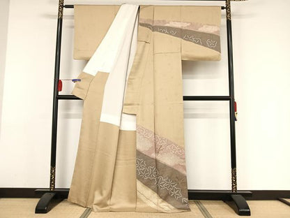平和屋着物●訪問着 絞り 刺繍 草花 梅楓 金彩 正絹 逸品 AAAY9960np