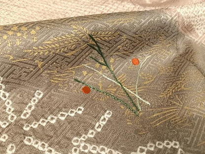 平和屋着物●訪問着 絞り 刺繍 草花 梅楓 金彩 正絹 逸品 AAAY9960np