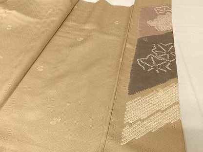 平和屋着物●訪問着 絞り 刺繍 草花 梅楓 金彩 正絹 逸品 AAAY9960np