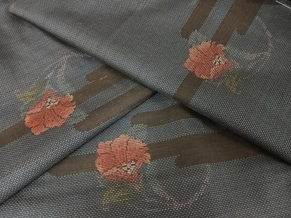 平和屋着物●本場大島紬 カタス7マルキ 霞椿 正絹 逸品 未使用 AAAY9961np