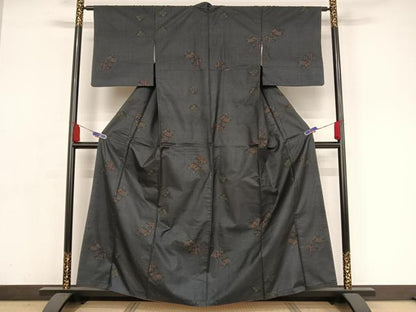 平和屋着物●本場大島紬 一元絣 扇花文 正絹 逸品 AAAY9962np