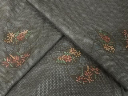 平和屋着物●本場大島紬 一元絣 扇花文 正絹 逸品 AAAY9962np