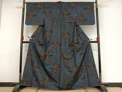 平和屋着物●本場大島紬　一元7マルキ　枝椿　正絹　逸品　未使用　AAAY9971np
