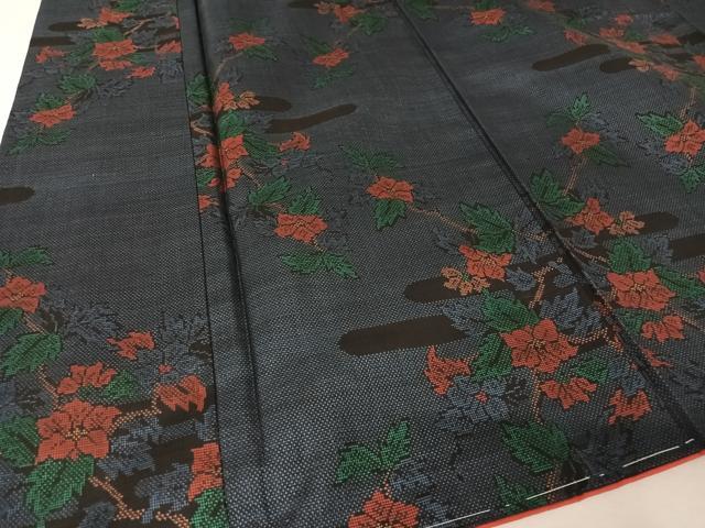 平和屋着物●本場大島紬　一元7マルキ　枝椿　正絹　逸品　未使用　AAAY9971np