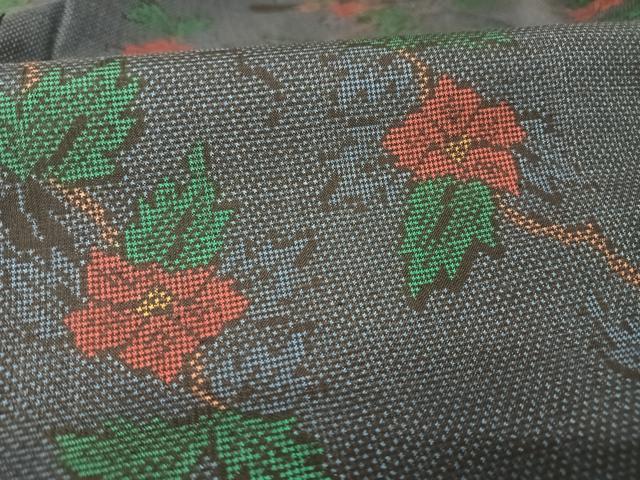 平和屋着物●本場大島紬　一元7マルキ　枝椿　正絹　逸品　未使用　AAAY9971np