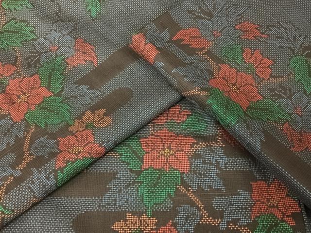 平和屋着物●本場大島紬　一元7マルキ　枝椿　正絹　逸品　未使用　AAAY9971np