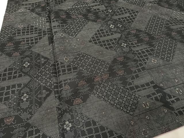 平和屋着物●本場大島紬 カタス7マルキ 網目花文 正絹 逸品 AAAY9974np