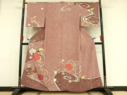 平和屋着物●訪問着 流水花文 金彩 正絹 逸品 AAAY9979np